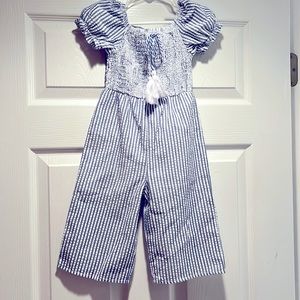 NWOT 3T RARE editions blue and white romper